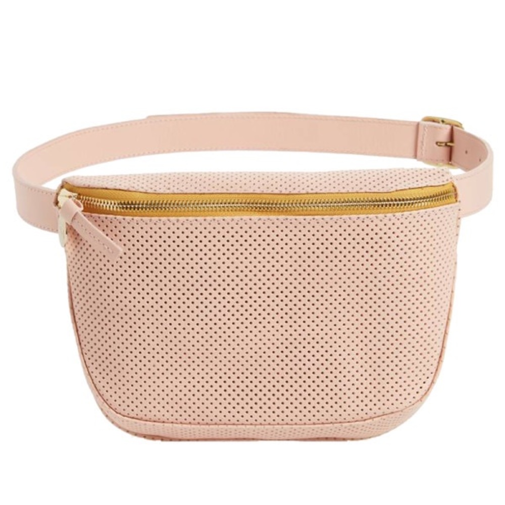 Clare V Perforated Fanny Pack in Ballet Pink